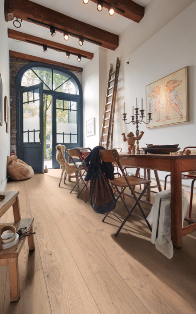 Parquet chêne Contrecollé Blanc Crème Animé Huilé1